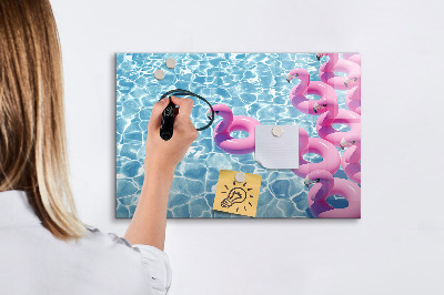 Tableau effaçable magnétique Flamants roses pissenlits