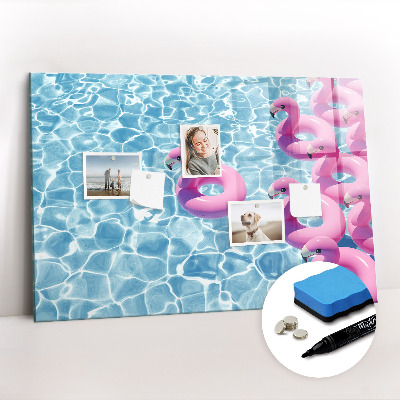 Tableau effaçable magnétique Flamants roses pissenlits