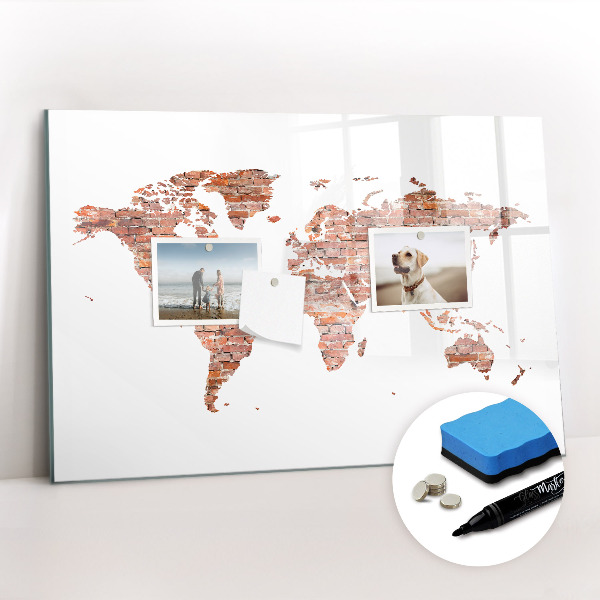 Tableau verre magnétique Vieille carte en briques