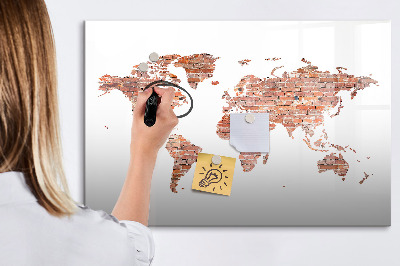 Tableau verre magnétique Vieille carte en briques