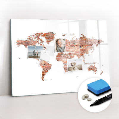 Tableau verre magnétique Vieille carte en briques