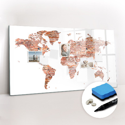 Tableau verre magnétique Vieille carte en briques