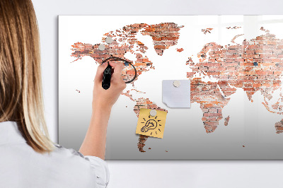 Tableau verre magnétique Vieille carte en briques