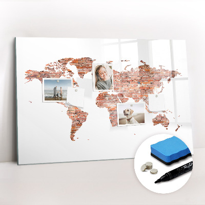 Tableau verre magnétique Vieille carte en briques