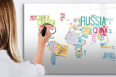 Tableau effaçable magnétique Carte avec les noms des pays