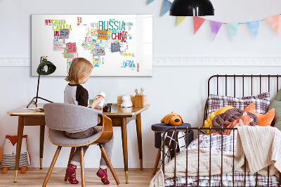 Tableau effaçable magnétique Carte avec les noms des pays