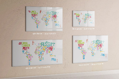 Tableau effaçable magnétique Carte avec les noms des pays