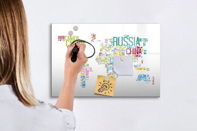 Tableau effaçable magnétique Carte avec les noms des pays