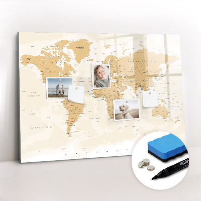 Tableau effaçable magnétique Carte politique du monde