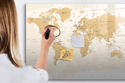 Tableau effaçable magnétique Carte politique du monde