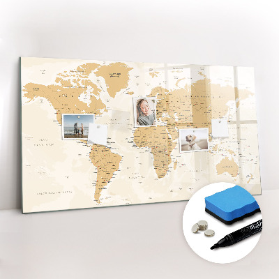 Tableau effaçable magnétique Carte politique du monde