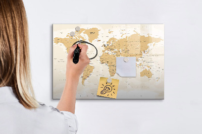Tableau effaçable magnétique Carte politique du monde