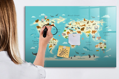 Tableau magnétique mural Carte du monde animal
