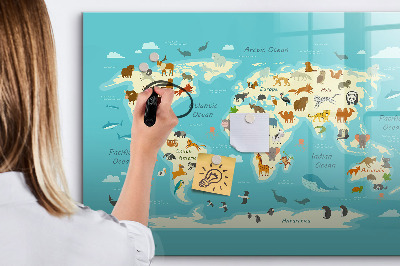 Tableau magnétique mural Carte du monde animal