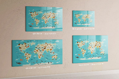 Tableau magnétique mural Carte du monde animal