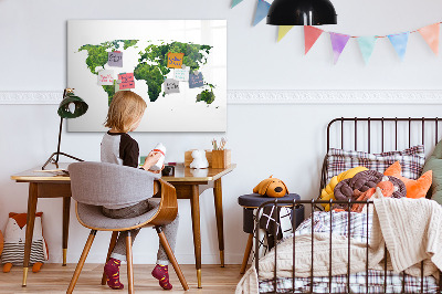 Tableau effaçable magnétique Carte du monde de l'écologie