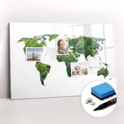 Tableau effaçable magnétique Carte du monde de l'écologie