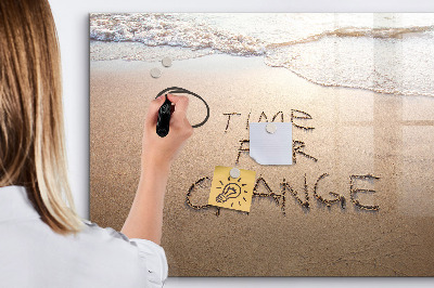 Tableau verre magnétique Citation sur la plage