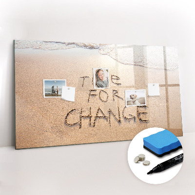 Tableau verre magnétique Citation sur la plage