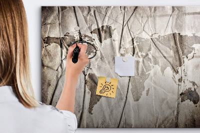 Tableau magnétique mural Modèle de carte du monde
