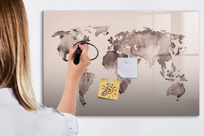 Tableau magnétique mural Carte du monde à l'aquarelle
