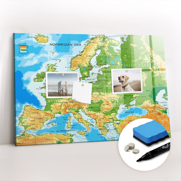 Tableau verre magnétique Carte géographique du monde