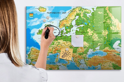 Tableau verre magnétique Carte géographique du monde