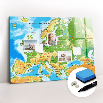 Tableau verre magnétique Carte géographique du monde