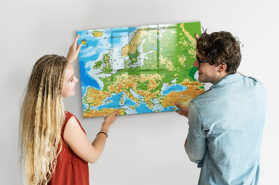 Tableau verre magnétique Carte géographique du monde