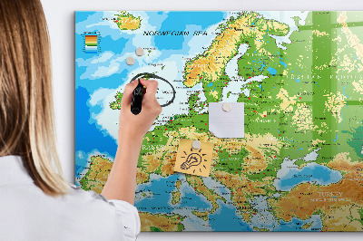 Tableau verre magnétique Carte géographique du monde