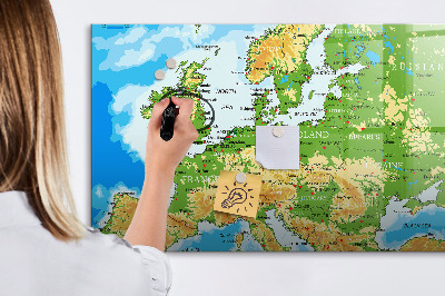 Tableau verre magnétique Carte géographique du monde
