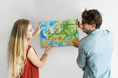 Tableau verre magnétique Carte géographique du monde
