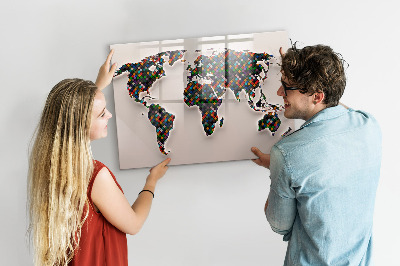 Tableau effaçable magnétique Carte du monde abstraite