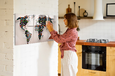 Tableau effaçable magnétique Carte du monde abstraite