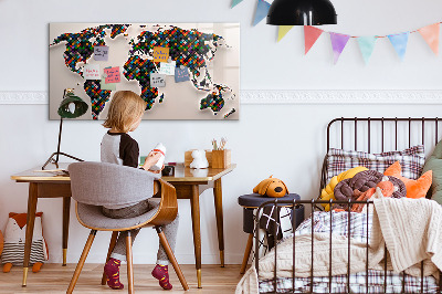 Tableau effaçable magnétique Carte du monde abstraite