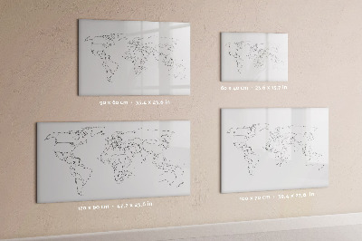 Tableau verre magnétique Carte des contours du monde