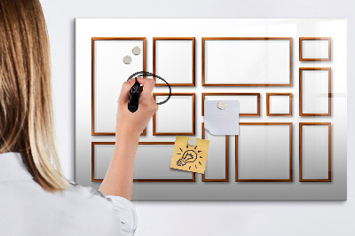 Tableau verre magnétique Cadre en bois
