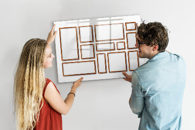 Tableau verre magnétique Cadre en bois