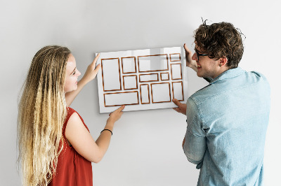 Tableau verre magnétique Cadre en bois