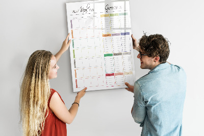 Tableau aimanté mural Plan de repas hebdomadaire
