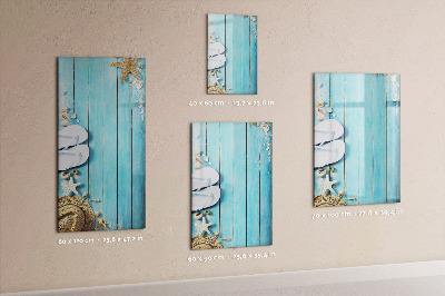 Tableau aimanté mural Planches de plage bleues