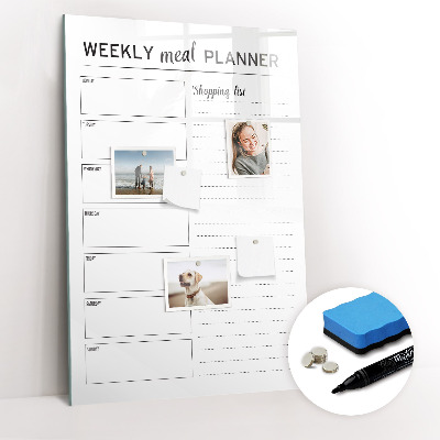 Tableau magnétique effaçable Planificateur de repas hebdomadaire