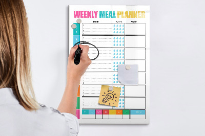 Tableau aimanté mural Planificateur de repas hebdomadaire