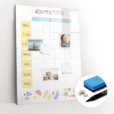 Tableau magnétique effaçable Planificateur de repas hebdomadaire