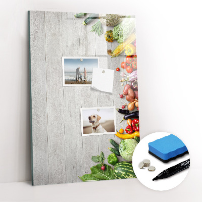 Tableau magnétique effaçable Légumes sur bois