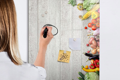 Tableau magnétique effaçable Légumes sur bois
