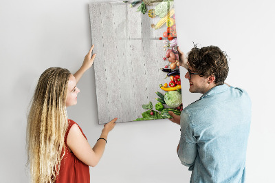 Tableau magnétique effaçable Légumes sur bois