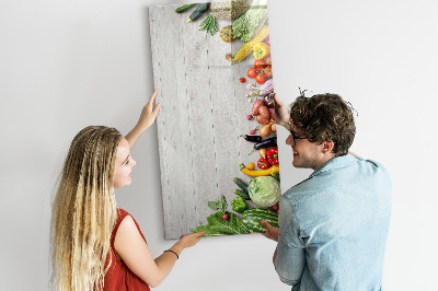 Tableau magnétique effaçable Légumes sur bois