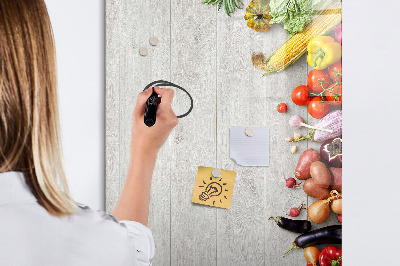 Tableau magnétique effaçable Légumes sur bois
