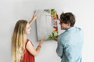 Tableau magnétique effaçable Légumes sur bois